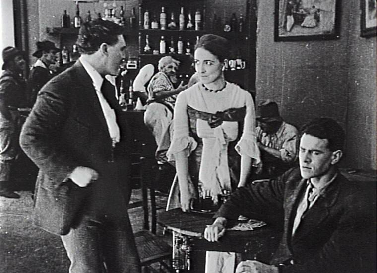 Kate Morrison (Hilda Dorrington) waitressing at the goldfields inn with Jim and Dick Marsden. 