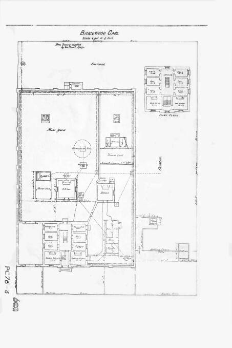 Plan of Braidwood Gaol dated 1891 from original copy held in Braidwood Museum. 