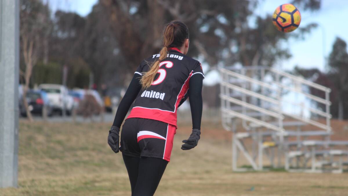 Throw in: Palerang United recorded its first victory of the season on the weekend, as the Division Five ladies held off ANU. Photo: Zac Lowe.
