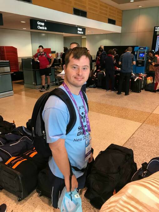 Jetting off: Danny Harrowell on his way to Adelaide last week to compete in the Special Olympics, where he would join over 1,000 athletes and have great fun while meeting some new friends. Photo: Supplied.