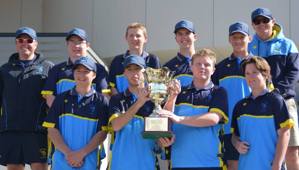 Winners: Brock Edwards (front left) has had a stunning year on the bowls circuit with four titles and a nationals berth. Photo: NSW CHS Bowls/Facebook.