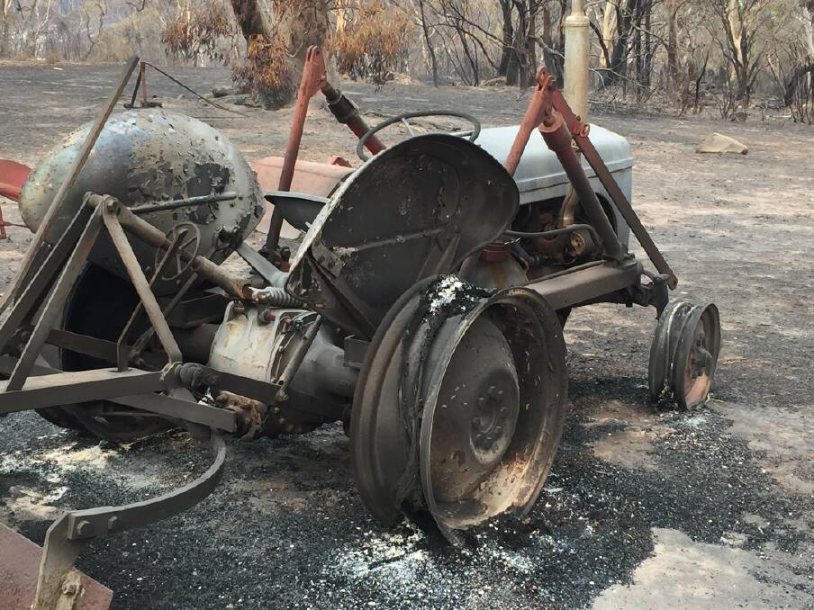 Bob Frizzell's Fergie tractor was burnt in the fire. Picture supplied.