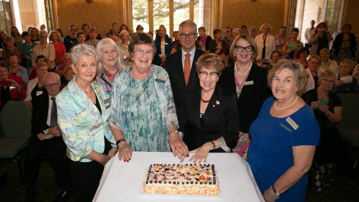 60th celebrations: (from left) VIEW national vice-president Jo Gray, The Smith Family head of state and territory operations Leonie Green, VIEW national president Anne-Louise O'Connor, The Smith Family chairman Nicholas Moore, Governor of NSW Margaret Beazley, VIEW national manager Maryanne Maher and VIEW national vice-president Beryl Pike.