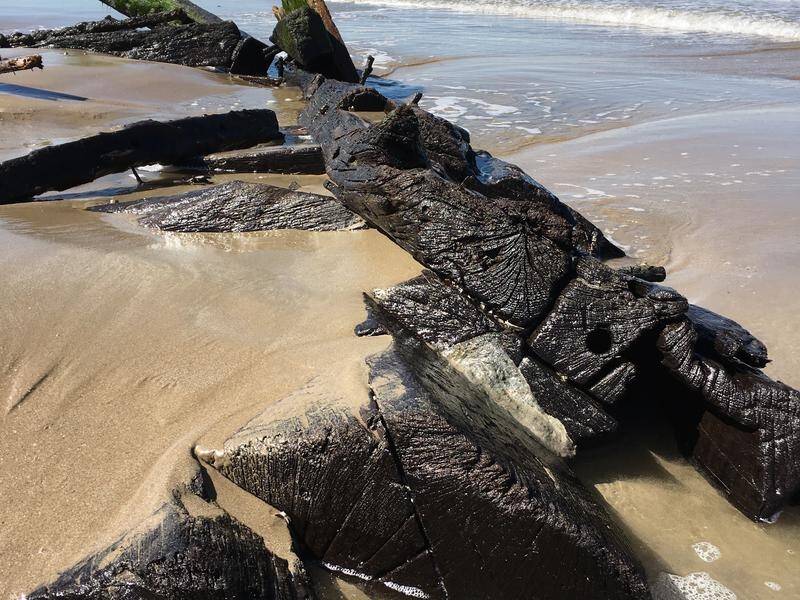 Pieces from a 155-year-old shipwreck washed ashore on a Victorian beach.