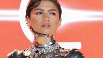 Dune: Part Two co-star Zendaya has worn a body hugging cyborg outfit at the film's world premiere. (AP PHOTO)