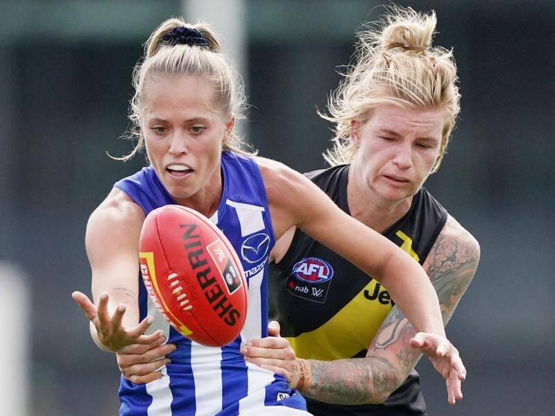 Kaitlyn Ashmore managed three goals before the main break for North Melbourne.