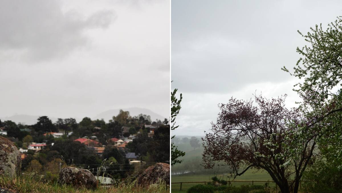 Rain in Yass and near Crookwell this afternoon. Photos by Clare McCabe and Hannah Sparks