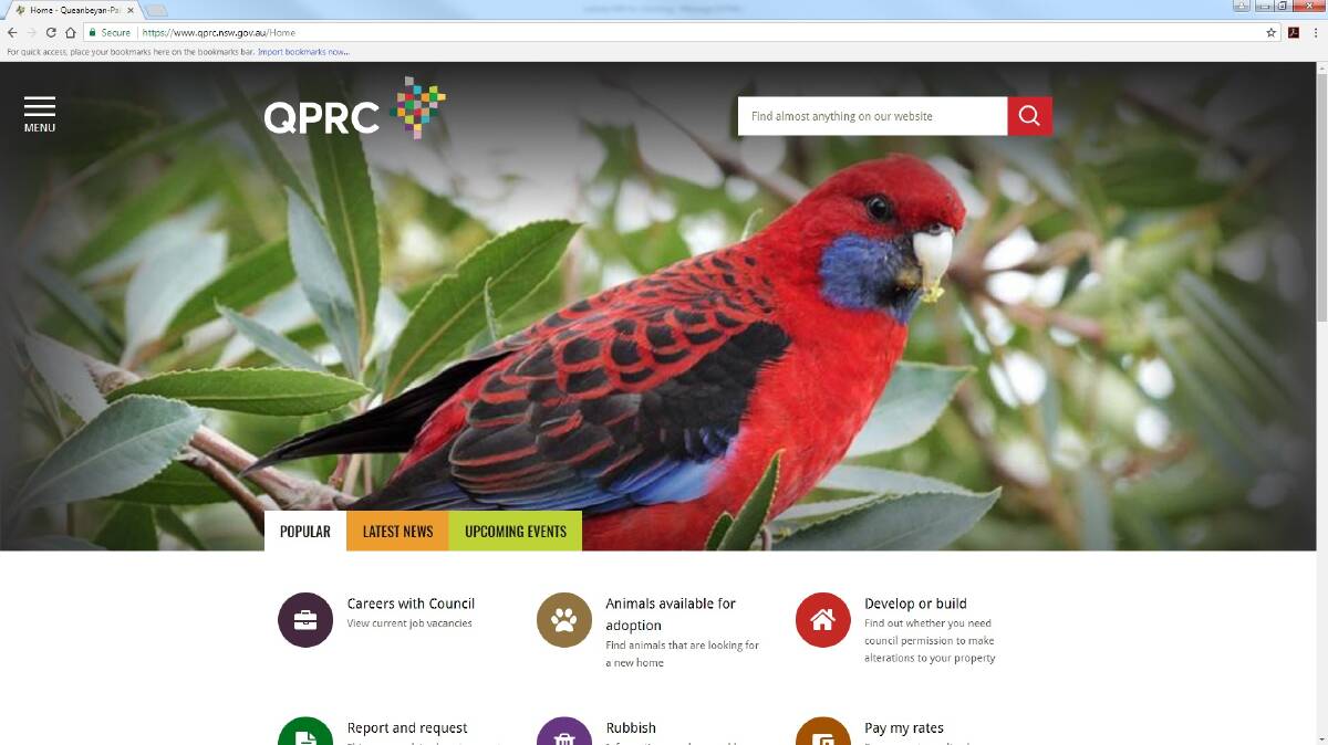 The new QPRC website home page. 