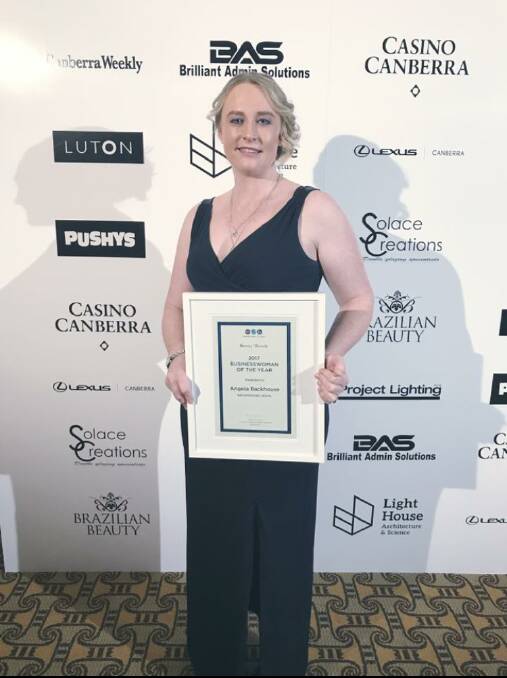 Angela Backhouse at the Canberra Women in Businesss Awards. Photo: supplied.