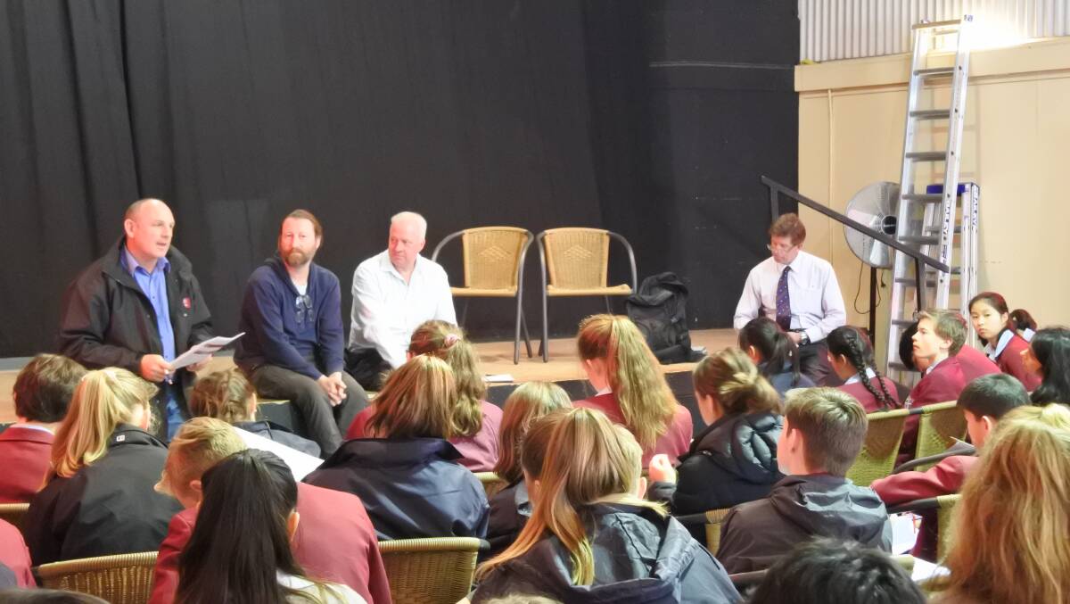 Students from Radford College listen to Gordon Waters speak about Braidwood Community Radio. Photo: Elspeth Kernebone.