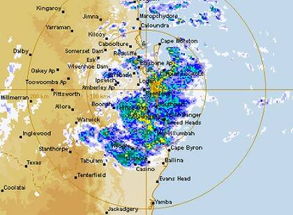 A snapshot of the weather radar taken from the Bureau of Meteorology website at 7am.