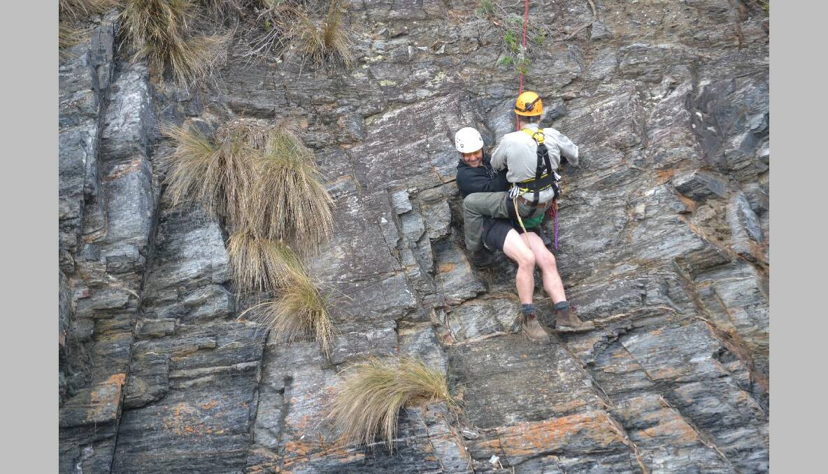 The cliff rescue unfolds at Mystery Bay...