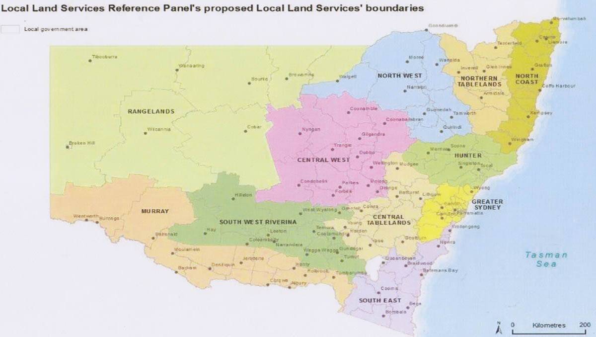 The draft boundaries for Local Land Services.