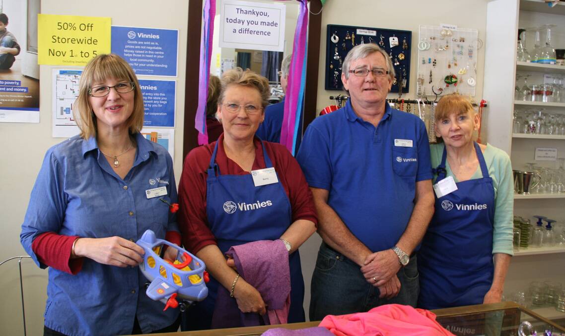 Vinnies Manager Liddy Timmins, with volunteers Kerry, Greg and Irene. 