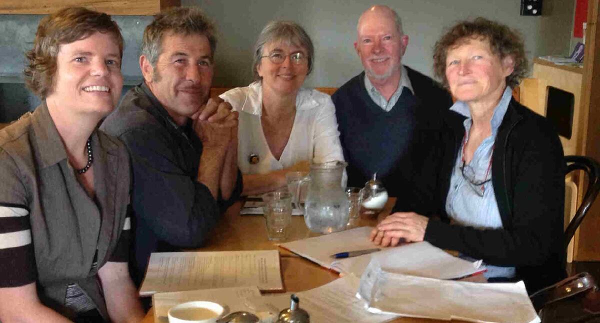 PLANS MEETING: L to R: Mel Hillery, Dave Anthony, Cath Moore, David McDonald and Judith Turley. 