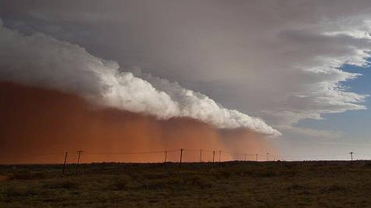 Properties in the Onslow region of the Pilbara were covered by a storm of red dust on February 11. Photo: Ben Niven/PerthWeatherLive.com
