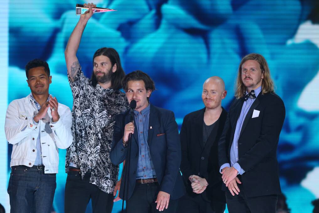 Temper Trap celebrate winning the ARIA for Best Rock at the 26th Annual ARIA Awards 2012. Photo by Don Arnold/Getty Images