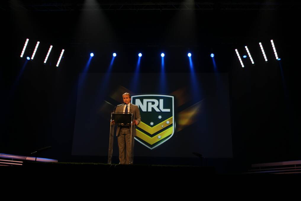 CEO David Smith speaks at the NRL 2013 Season Launch, The Star, Sydney. Photos: Anthony Johnson