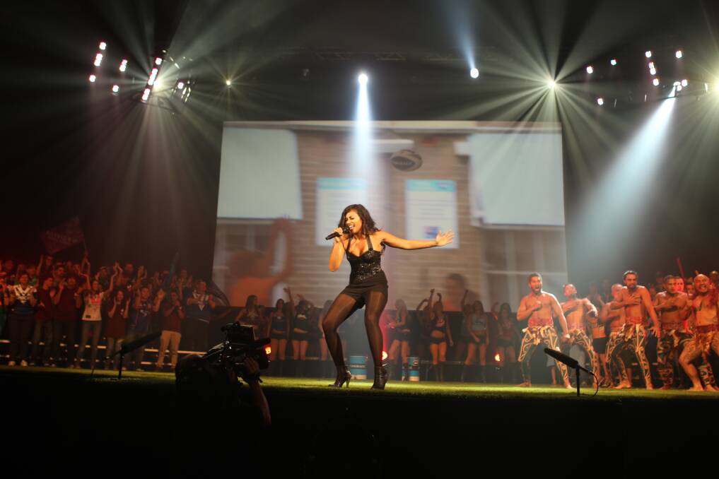 Jessica Mauboy performs at the NRL 2013 Season Launch at The Star, Sydney. Photo: Anthony Johnson