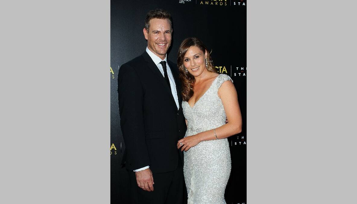 Aaron Jeffrey and Zoe Naylor arrive at the 2nd Annual AACTA Awards. Photo by Lisa Maree Williams/Getty Images